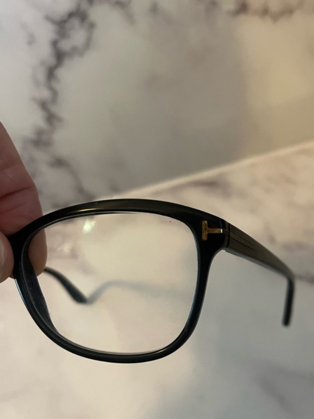 Tom Ford Black Frames with Gold T Accent